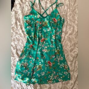 Xhilaration Teal Floral Mini Dress